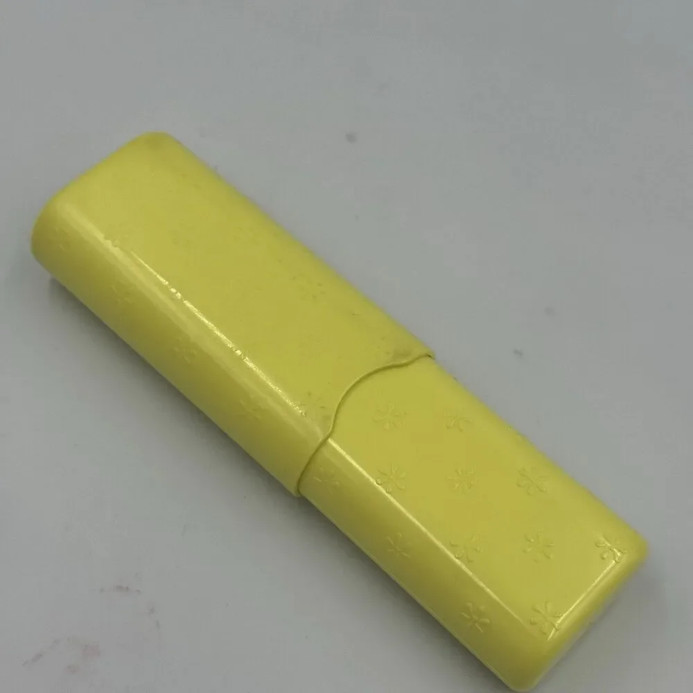 TAMPAX TAMPON CASE HOLDER Floral Yellow‎ Hard Plastic Vintage